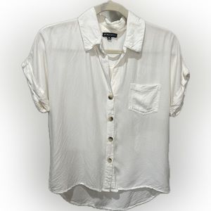 White Blouse Button Up Shirt Size M by Style Envy 100% Rayon